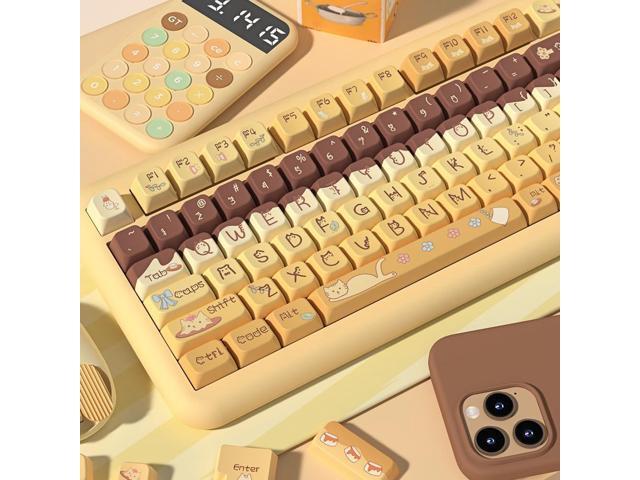 daixiahu Pudding cat Theme keycaps 158 Key PBT keycaps MDA Custom keycap Set is Suitable for 61/87/104/108 Cherry MX Switch and Other Mechanical...