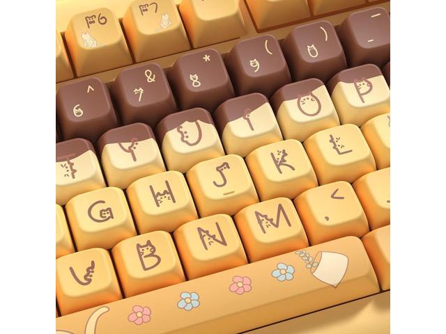 daixiahu Pudding cat Theme keycaps 158 Key PBT keycaps MDA Custom keycap Set is Suitable for 61/87/104/108 Cherry MX Switch and Other Mechanical...