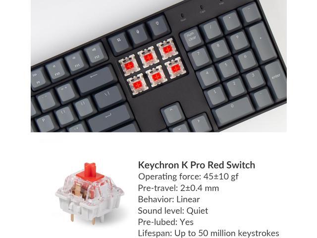Keychron K10 Full Size 104 Keys Bluetooth Wireless Mechanical Gaming Keyboard for Mac Windows K Pro Red Switch, Multitasking/White LED...