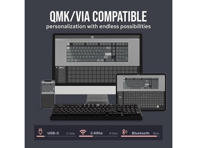 EPOMAKER Galaxy100 QMK/VIA Wireless Gaming Keyboard, Aluminum Shell, Bluetooth/2.4Ghz/USB-C, Pre-Lubed Hot-Swappable Linear Switches, NKRO, RGB...