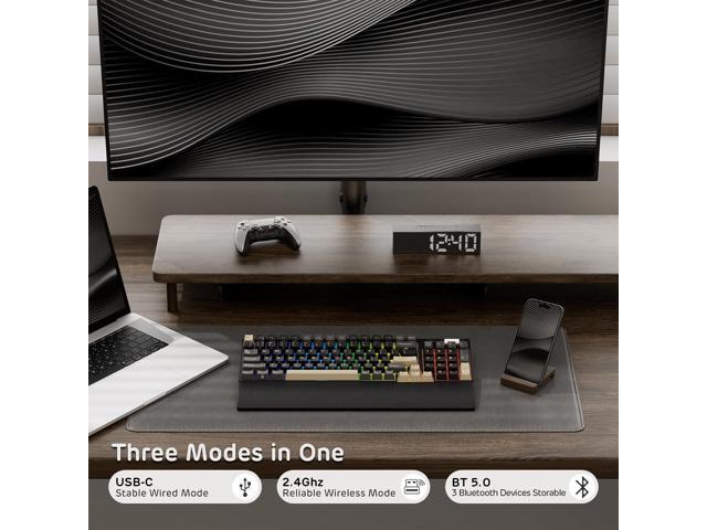 RK ROYAL KLUDGE RK96 RGB Limited Ed, 90% 96 Keys Wireless 3-Mode BT5.0/2.4G/USB-C Hot Swappable Mechanical Keyboard w/Wrist Rest, Volume Control,...