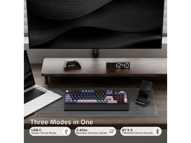 RK ROYAL KLUDGE RK96 RGB Limited Ed, 90% 96 Keys Wireless 3-Mode BT5.0/2.4G/USB-C Hot Swappable Mechanical Keyboard w/Wrist Rest, Volume Control,...