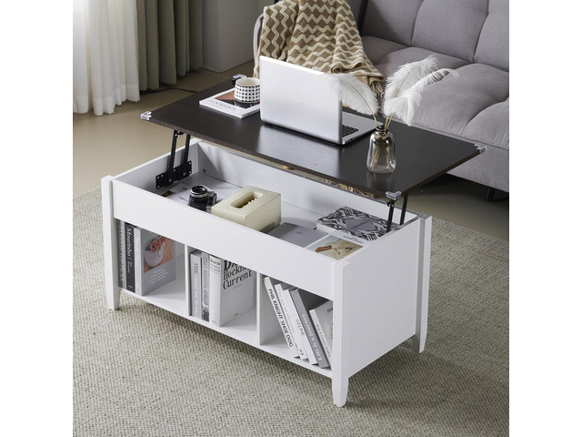 VINGLI Lift Top Coffee Table with Hidden Storage, 39' Wood Coffee Table with Lifting Tabletop, 3 Open Shelves, Center Table for Living Room, Home...