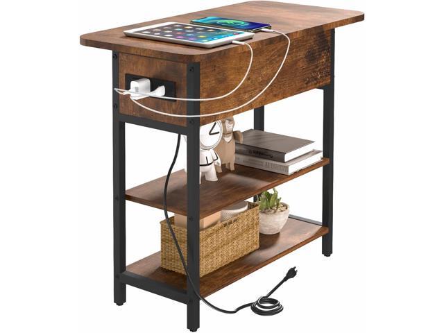 Yoobure End Table with Charging Station, Flip Top Side Table with USB Ports and Outlets, Sofa Couch Table Bedside Table for Living Room Bedroom,.