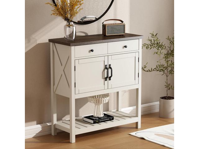 ChooChoo Farmhouse Console Table, Entryway Table with Storage Shelf, Coffee Bar Cabinet, Narrow Buffet Sideboard for Kitchen, Hallway, Living Room,.