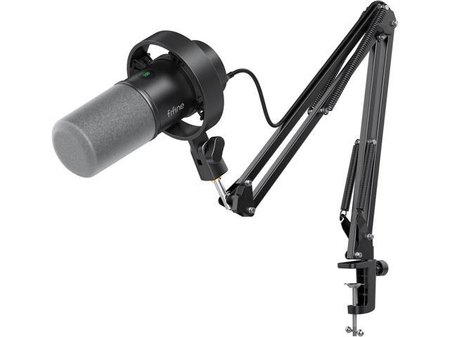 FIFINE K688 Podcast Microphone Kit, USB/XLR Dynamic Microphone with Boom Arm for PC/XLR Mixer, Gaming Mic with Mute Button, Headphone Jack for.