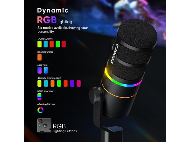 COMICA EJoy D10(D) USB Gaming Microphone RGB Dynamic Mic with Noise Cancellation, XLR/USB-C, Real-Time Monitoring, Muting, Professional Studio Mic...
