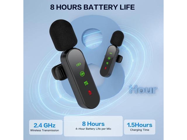 ZealSound Mini Microphone for iPhone with LED Display,Wireless Lavalier Mic with USB-C/Lightning/USB - Noise Reduction & Echo Effect,6 Windscreen...