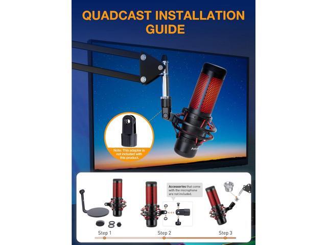 QuadCast Boom Arm, Mic Arm for Blue Yeti HyperX QuadCast SoloCast Fifine AM8 and Most Microphone, Mic Stand Desk with 3/8' to 5/8' Adapter by SUNMON