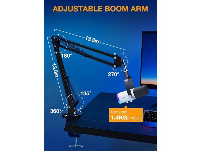 QuadCast Boom Arm, Mic Arm for Blue Yeti HyperX QuadCast SoloCast Fifine AM8 and Most Microphone, Mic Stand Desk with 3/8' to 5/8' Adapter by SUNMON
