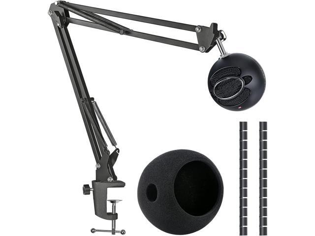 Snowball iCE Mic Boom Arm Stand with Pop Filter, Compatible with Blue Snowball Ice USB Microphone with Cable Sleeve by SUNMON