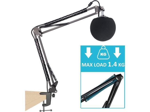 Snowball iCE Mic Boom Arm Stand with Pop Filter, Compatible with Blue Snowball Ice USB Microphone with Cable Sleeve by SUNMON