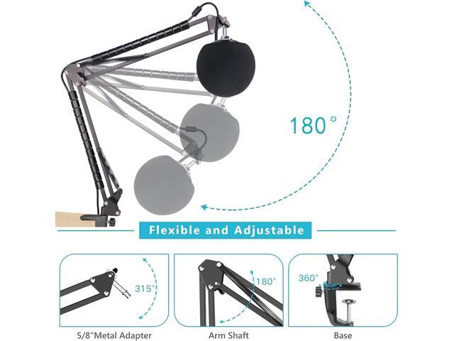 Snowball iCE Mic Boom Arm Stand with Pop Filter, Compatible with Blue Snowball Ice USB Microphone with Cable Sleeve by SUNMON