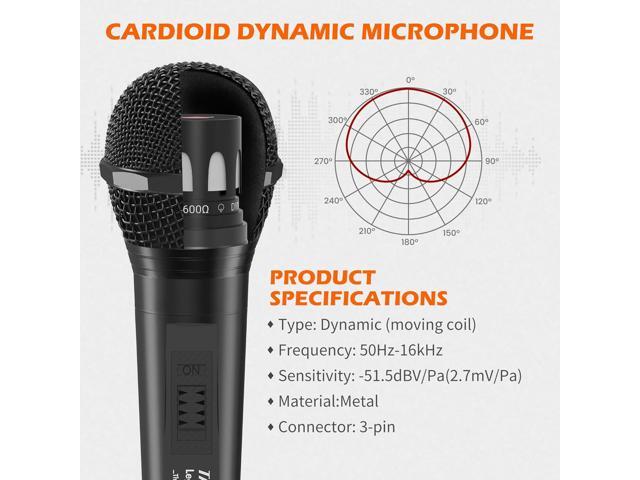 Wired Microphone for Singing, Metal Female, ON/Off Switch, Professional Vocal Dynamic Mic with 20ft & 6.5ft XLR Audio Cable, Cardioid Studio...