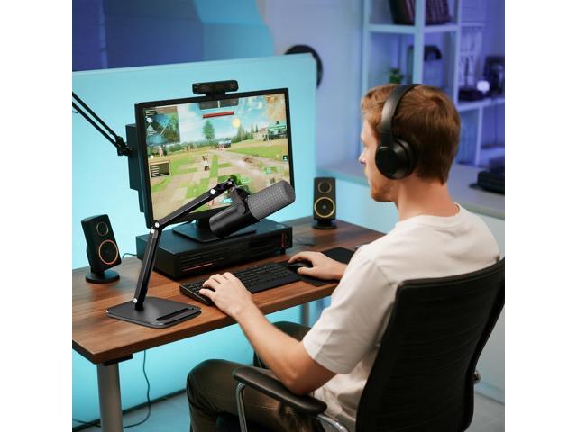 Studio Microphone Stand,Adjustable Mic Arm Clip Desktop Mount,1/4' and 5/8' Screw Adapters,Compatible with Fifine/Shure/Pyle / AT2020 /...
