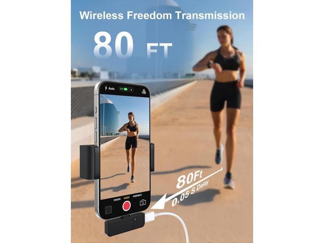 Wireless Lavalier Microphone for iPhone/Android/Laptop with Magnetic Wind Muff/Patch/Clip, Mini Mic with Noise Reduction, 35 H Battery Life via...