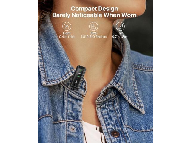 Wireless Lavalier Microphone with Noise Cancellation, 48kHz 16 Bit Hi-Fi Audio Mini Lapel Microphone, 131ft Transmission for...