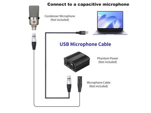 XLR Female to USB Mic Link Converter Cable,XLR Female to USB Microphone Cable,Microphone to Computer Recording line-10Ft