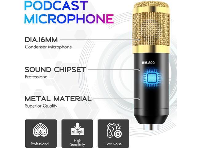ALSO GO Podcast Equipment Bundle, Music Recording Setup with BM-800 Microphone & F998 Sound Card, Perfect for Podcasting, Singing, Gaming, and Live...