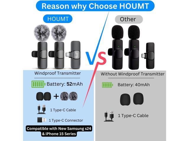 Wireless Microphone for iPhone 15 USB-C Compatible with Samsung s24 & iPhone 15 Series - Wireless Lavalier Microphone for Android - USB C...