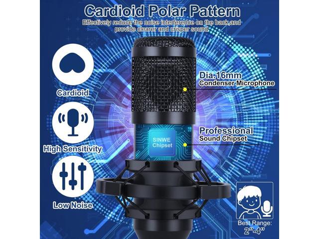 SINWE Podcast Equipment Bundle for 2, F993 Voice Changer with two 3.5mm Condenser Microphones, Live Sound Card - Audio Interface for Vlog/Live...