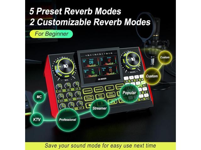Audio Mixer, Sound Board for Pc/Phone Live Streaming Singing Gaming, Sound Mixer for 3.5/6.35mm Dynamic Microphone, Live Sound Card with DJ Mixer...