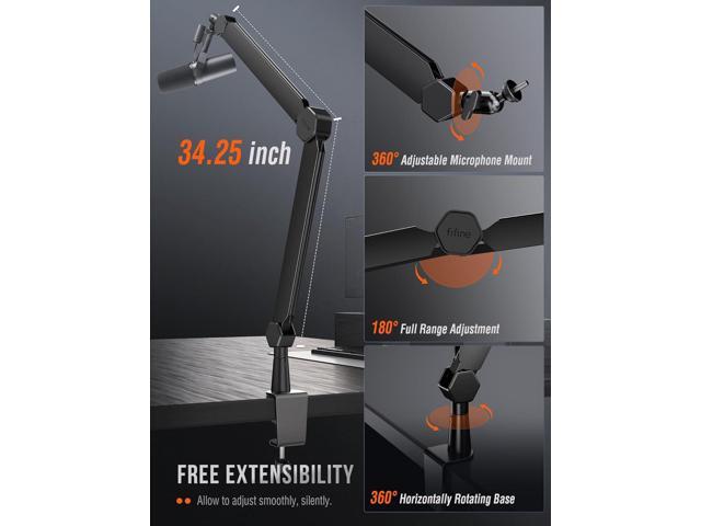FIFINE Mic Arm Stand, Microphone Boom Arm with Desk Clamp, Cable Channels, 3/8' to 5/8' Threads, Heavy Metal Microphone Stand for Podcast, Vocal...