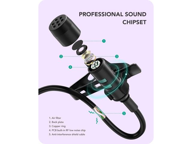 PoP voice Microphone Professional for iPhone Lavalier Lapel Omnidirectional Microphone for iPad, iPod, Condenser Mic for iPhone Audio & Video...