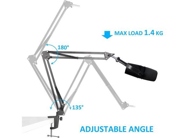 SUNMON MV7 Boom Arm Mic Stand with Pop Filter, Adjustable Suspension Boom Scissor Arm Stand with Pop Filter Compatible with MV7, MV7X adn SM7B...