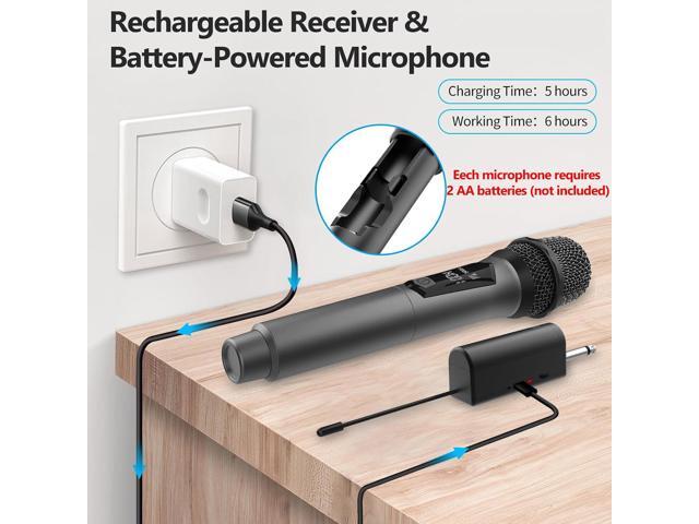 Aveek Wireless Karaoke Microphone, Handheld Mic with Rechargeable Receiver, for Powered Speakers and Amplifiers, Karaoke Microphone Set for...