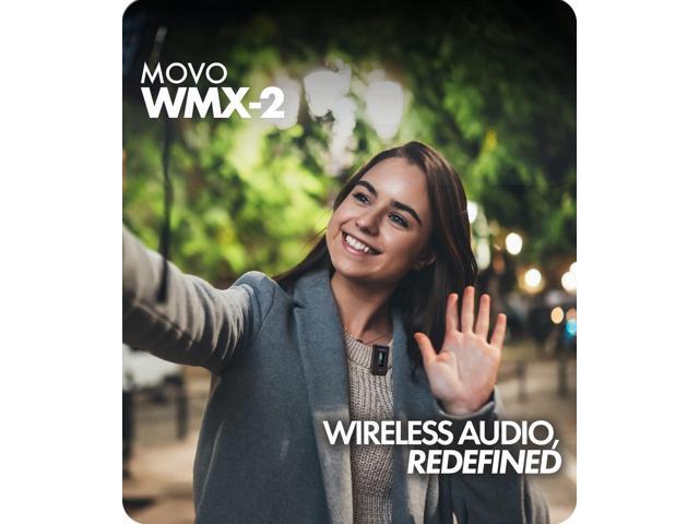 Movo WMX-2 Wireless Camera Microphone with Charging Case - Lavalier Mic for DSLR Cameras, Vlogging, Content Creation, Filmmaking