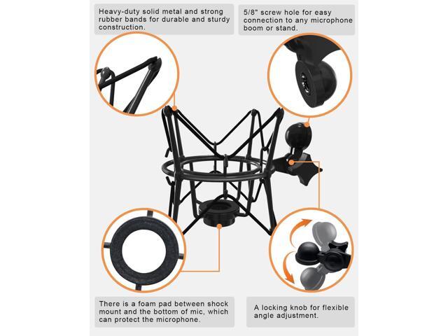 Microphone Shock Mount Mic Holder - Anti Vibration Spider Shockmount Compatible with Many Condenser Mics Like AT2020 MXL 770 MXL 990 Samson G Track...