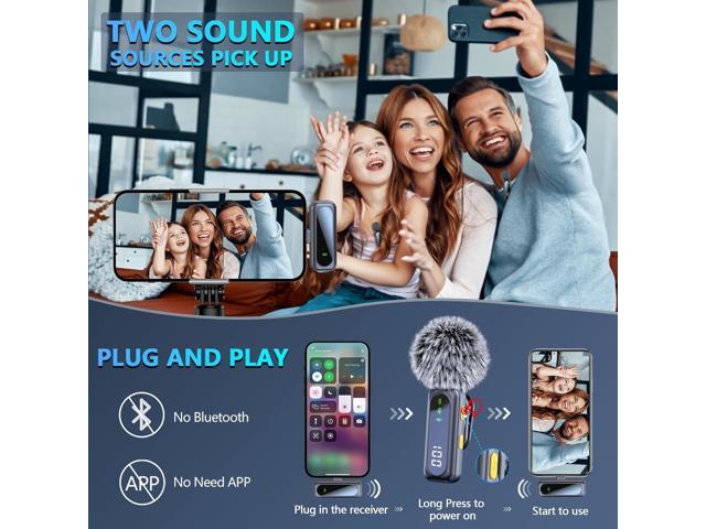 RICCHI Wireless Lavalier Microphone for iPhone iPad and Android Phone, 2pcs Mini Microphone with Noise Reduction Lapel Mic for Video Recording...