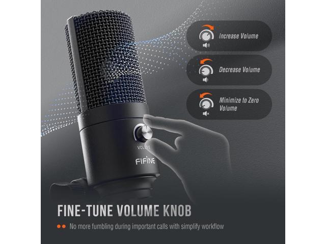 FIFINE USB Microphone, Metal Condenser Recording Microphone for MAC OS, Windows, Cardioid Laptop Mic for Recording Vocals, Voice Overs, Streaming,...