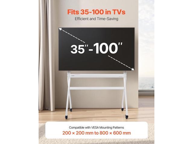 VEVOR Rolling TV Stand, Mobile TV Cart for 35-100 Inch LED/LCD/OLED Flat/Curved TVs, Portable Monitor Stand with Wheels Hold up to 198 lbs for...