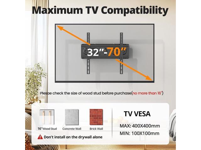 50 55 65 inch Full Motion TV Wall Mount for 32-70 inch TV Bracket, Dual articulating Arms Mount, Tilt Swivel Extension Level, Max VESA 400x400mm,...