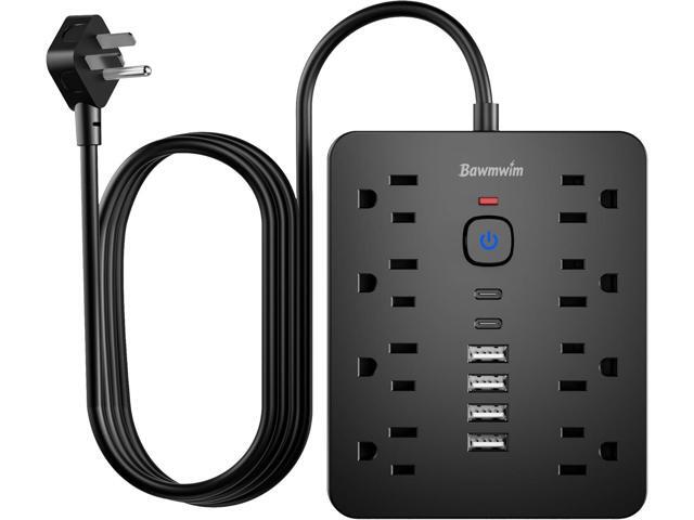 Surge Protector Power Strip, 8 Outlets(1250W/10A), 6 USB Charging Ports(2 USB C), 10FT Flat Plug Extension Cord Outlet Extender with Overload...