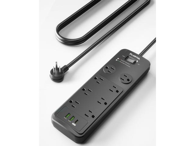 Surge Protector Power Strip 10FT, PLUGTUL Surge Protector with 8 Outlets - Spacious Design for Large Plugs, Flat Plug, 20W USB C Charging for Home,...