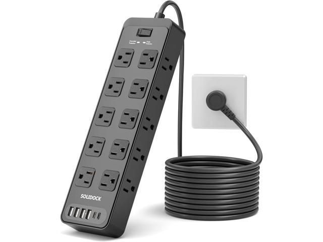 Flat Plug Power Strip Surge Protector with 20 AC Outlets 6 USB Ports, 1875W/15A, 2700 Joules, 6 Ft Heavy Duty Extension Cord with Multiple Outlets...