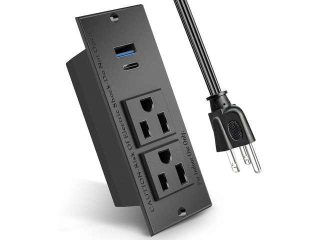 20W PD Conference Recessed Power Strip with Fast USB C, Furniture Recessed Outlet, Desktop Power Strip, Desktop Charging Station with 2 Outlets and...