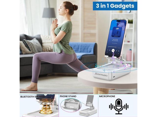 JTEMAN Portable Phone Stand with Speaker Bluetooth Wireless,Gifts for Men Women,Birthday for Women,Kitchen Gadgets for Men,Phone Holder for Desk -...