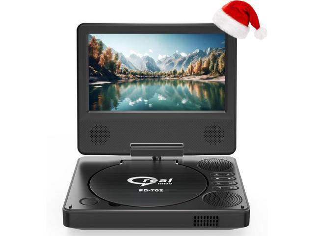 9.5' Portable DVD Player with 7.5' Swivel Display Screen, 5-Hour Built-in Rechargeable Battery, Car DVD Player,Supports SD Card/USB/CD/DVD and...
