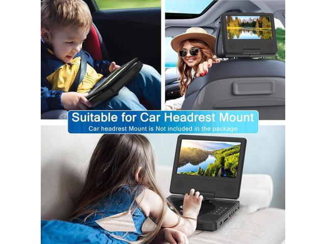 9.5' Portable DVD Player with 7.5' Swivel Display Screen, 5-Hour Built-in Rechargeable Battery, Car DVD Player,Supports SD Card/USB/CD/DVD and...
