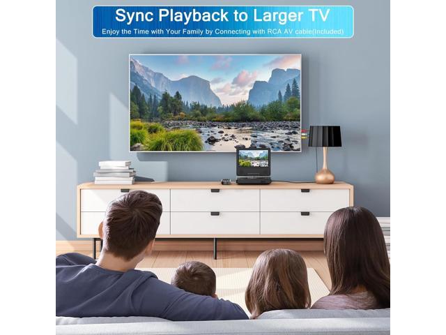 9.5' Portable DVD Player with 7.5' Swivel Display Screen, 5-Hour Built-in Rechargeable Battery, Car DVD Player,Supports SD Card/USB/CD/DVD and...
