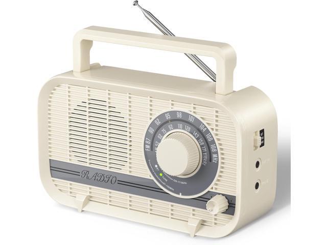 Portable AM FM Radio Plug in Wall or Battery Operated Radio with Best Reception, Bluetooth,Headphone Jack,Large Dial Easy to Use for Seniors...