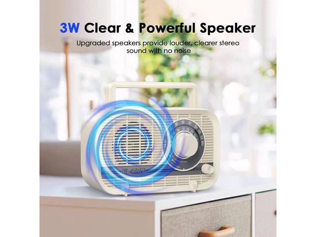 Portable AM FM Radio Plug in Wall or Battery Operated Radio with Best Reception, Bluetooth,Headphone Jack,Large Dial Easy to Use for Seniors...