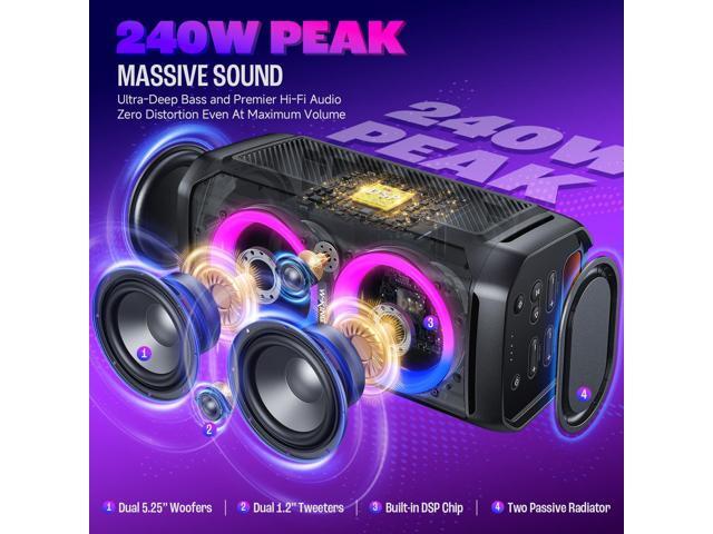 W-KING 240W Portable Bluetooth Speaker,Loud Boombox with Deep Bass Subwoofers, IPX6 Waterproof Party Outdoor Speaker, Speakers Bluetooth Wireless,...