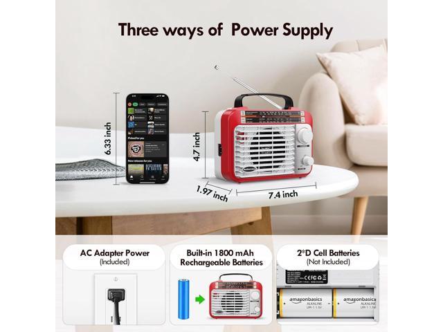 AM/FM/SW1-2 Radio Shortwave Transistor Radio AC or Battery Operated with Best Reception Big Speaker and Precise Tuning Knob with AUX in & 3.5mm...