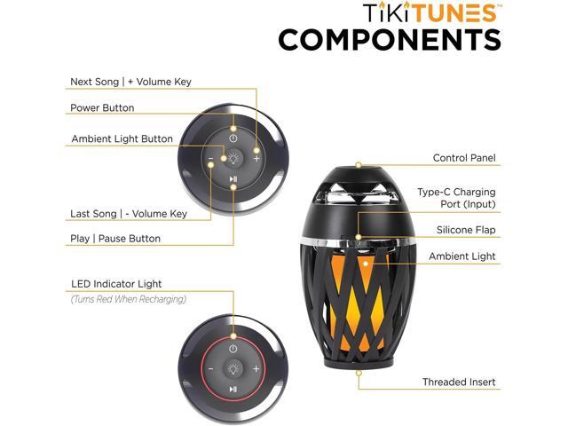 TikiTunes Portable Bluetooth 5.0 Indoor/Outdoor Wireless Speaker, LED Torch Atmospheric Lighting Effect, 5-Watt Audio USB Speaker, 2000 mAh Battery...