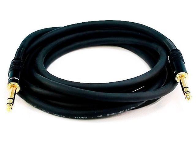 Monoprice 1/4-Inch TRS Male to 1/4-Inch TRS Male Cable - 50 Feet- Black, 16AWG, Gold Plated - Premier Series